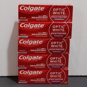 5 Colgate, Optic White Stain fighter Toothpaste+Baking Soda, 4.2 Ounce